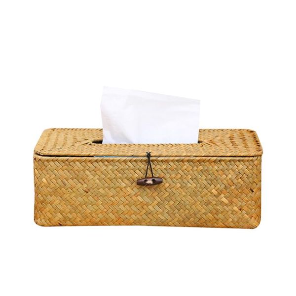 

tissue boxes & napkins woven rattan rectangular box cover vintage paper towel storage holder facial napkin dispenser container home t3ea