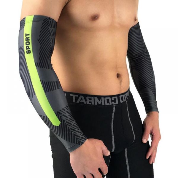 

elbow & knee pads sports cycling arm sleeve compression anti-sunburn basketball warmer sleeves volleyball uv protection fitness, Black;gray