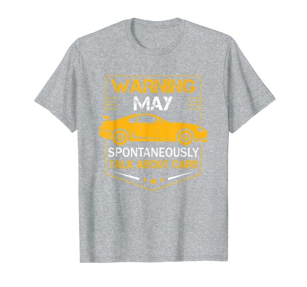 

warning may spontaneously start talking about cars t-shirt, White;black