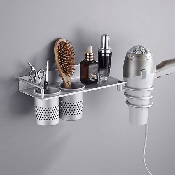 

bathroom shelves 1pc hair dryer rack with basket aluminium wall shelf comb brush plug holder accessories storage