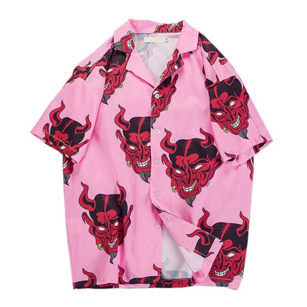

men's casual shirts shirt summer short sleeve loose men's devil print cardigan mymz b9ax, White;black