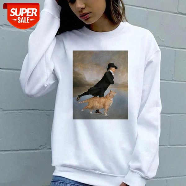 

904 ladies fashion pullover sweater, round neck printed long sleeve shirt #gr7j, Black