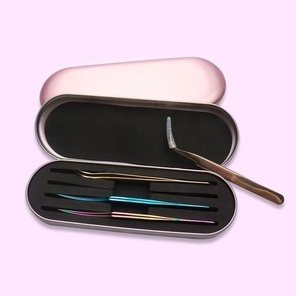 

slots eyelashes tweezers box exquisite tinplate storage protection eyelash extension tools lash beauty makeup1