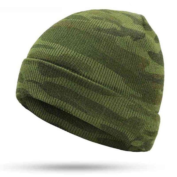 Homens de malha de malha marca inverno ms. gorros touca camuflagem ao ar livre quente quente militar elástica