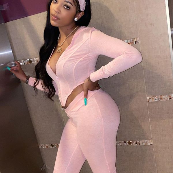 

tracksuits two piece women stacked leggings set jogger sweatpants autumn women's long-sleeved cardigan hooded top, Gray