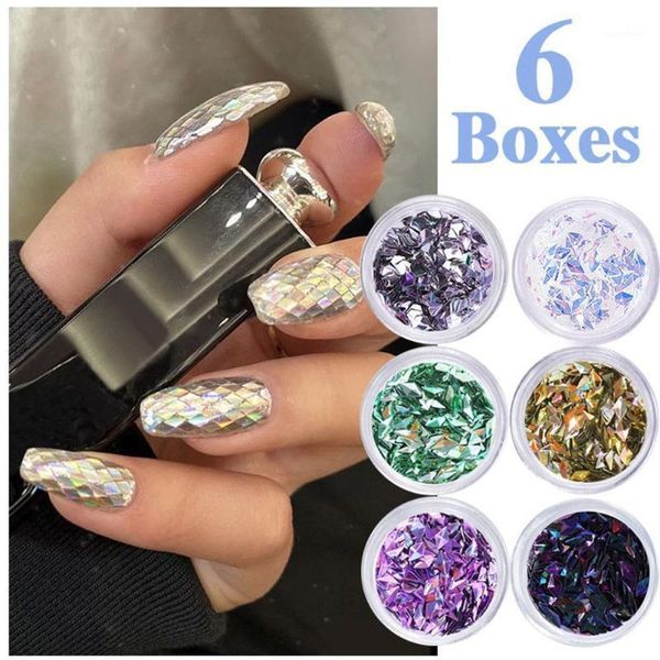 

nail decoration sequins mermaid glitter flakes sparkly silver colorful butterfly patch set manicure 3d hexa c2i61, Silver;gold