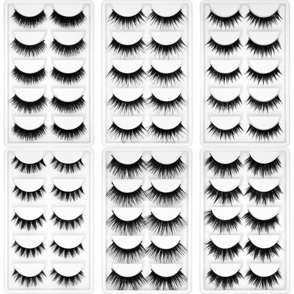 

kimcci 5pairs false natural 3d mink eyelash makeup eyelashes criss-cross strands cruelty high volume fake lashes long cilia1
