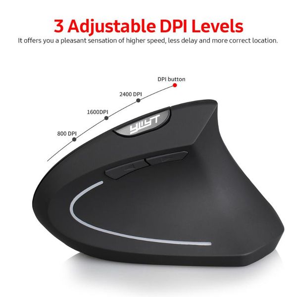 

mice ywyt 2.4g wireless vertical mouse ergonomic upright optical 3 adjustable dpi levels/ plug&play black