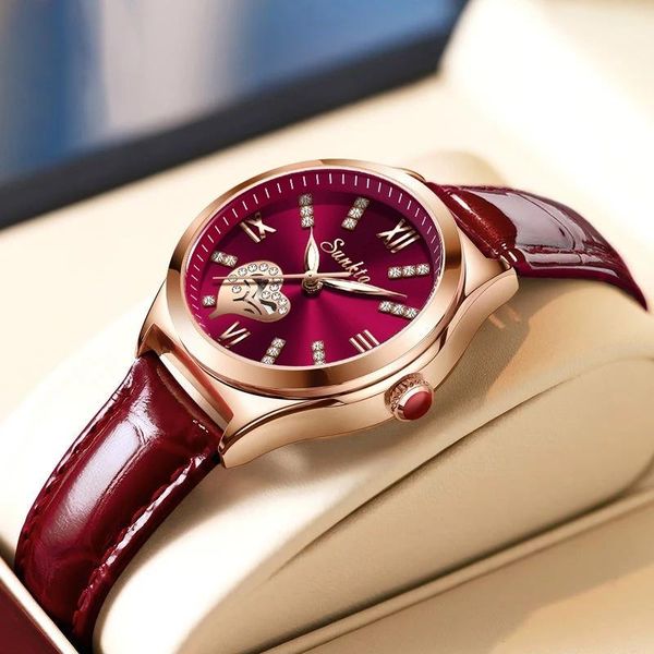 

wristwatches sunkta 2021 gold watch women watches ladies creative leather bracelet female waterproof clock relogio feminino, Slivery;brown