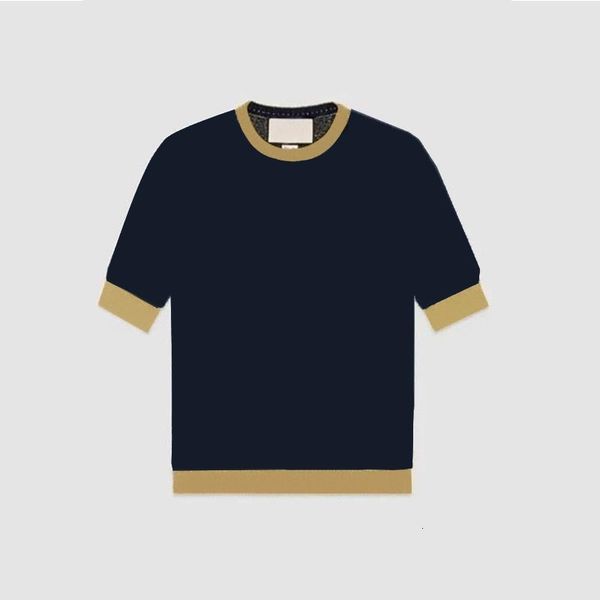 

letter sleeve print panelled short woman tees mature ins trendy women knits lady spring summer fashion t-shirt clothes, White