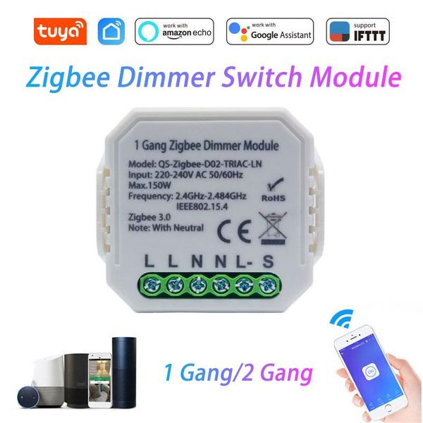 

smart home control 1/2 gang tuya life zigbee 3.0 wireless dimmer remote switch breaker module works with alexa google