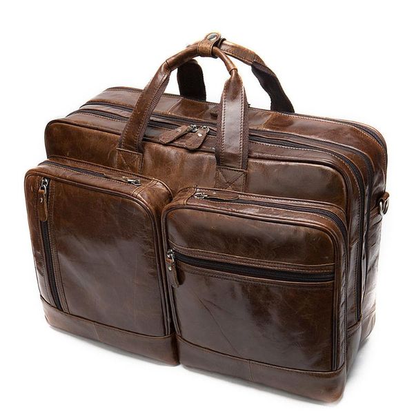 

briefcases luxury men briefcase genuine leather high capacity travel bag for quality natural cowskin 100% handbag