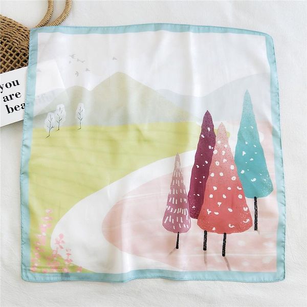 

scarves small silk scarf handle bag ribbon head neck square diy hair tie band fashion print neckerchief, Blue;gray