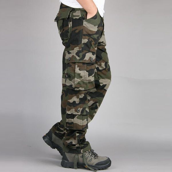 

men's pants camouflage casual hip hop jogging street pantalon homme multi pocket tacti xk3m, Black