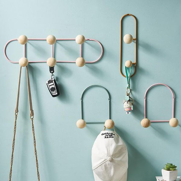 

modern wrought iron hook metal pine wall interior decoration accessories porch items 2/4/6 door gift hooks & rails