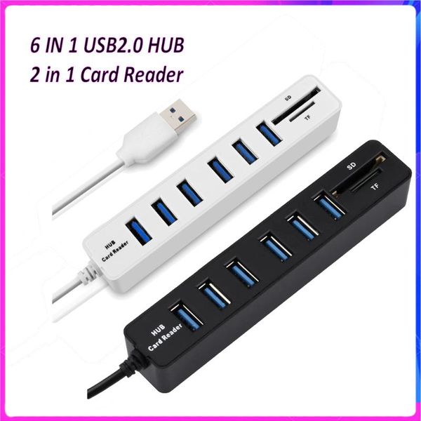 

hubs usb2.0 splitter usb hub 2 in 1 card reader sd/tf 6usb+2 extender hub+