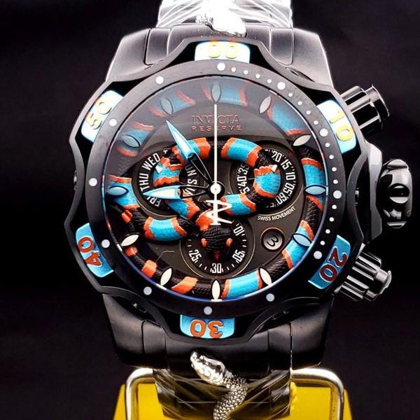 

wristwatches automatic men's watch stainless steel large dial luxury personality viper swiss movement quartz reloj para hombre, Slivery;brown