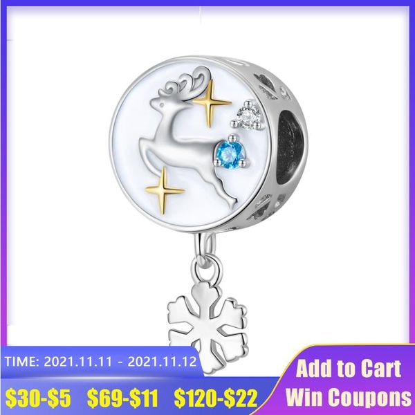 

other authentic 925 sterling silver snow elk charms pendant white enamel star beads fit original european bracelet women diy jewelry
