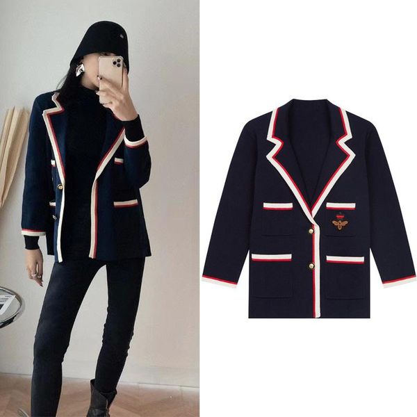 

spring and autumn korean fashion casual suit female college style knitted jacket women's suits & blazers, White;black