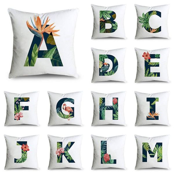 

cushion/decorative pillow green plant pattern letter cushion cover gift pillowcase sofa and car decoration polyester home case 45cm*45cm