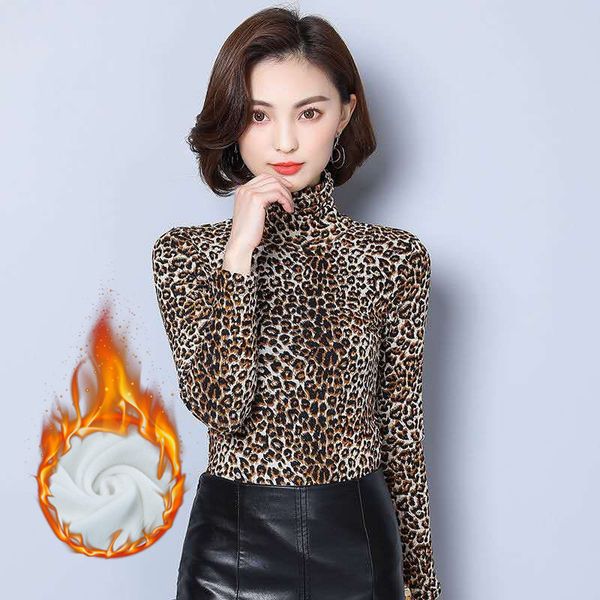 

women's knits fleece warm womens leopard blouse long sleeve 2022 new spring autumn ladies elegant blouses shirts oversized, White