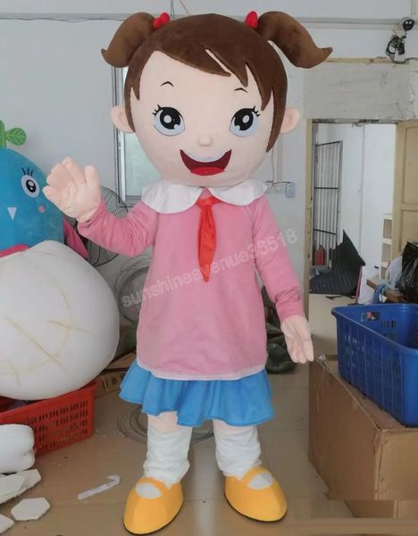 Costume della mascotte della ragazza della scuola di Halloween Personaggio dei cartoni animati di alta qualità Carnevale Unisex Adulti Taglia Vestito operato per la festa di compleanno di Natale