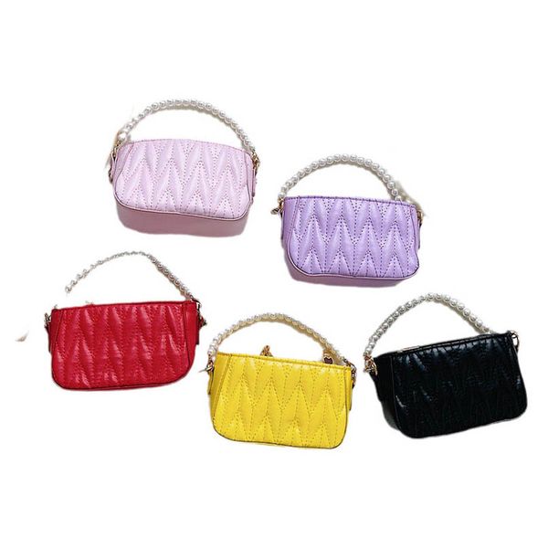 

girls handbags kids bags children accessories mother and daughte mini autumn winter chain pearl candy color pu leather shoulder messenger ba, Black