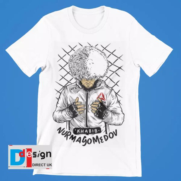 

Khabib The Eagle T-Shirt Nurmagomedov UFC Russia Fighter TEE Champion Street, White;black