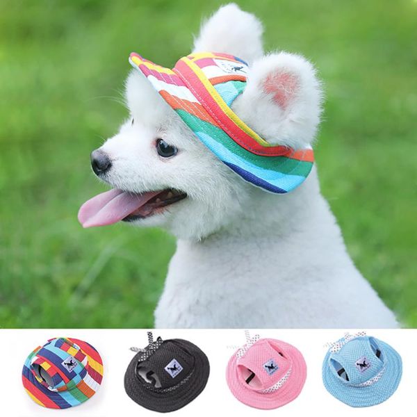 

pet dog cat cap breathable summer sunhat cloth mesh canvas hat for small medium dogs cats caps products apparel