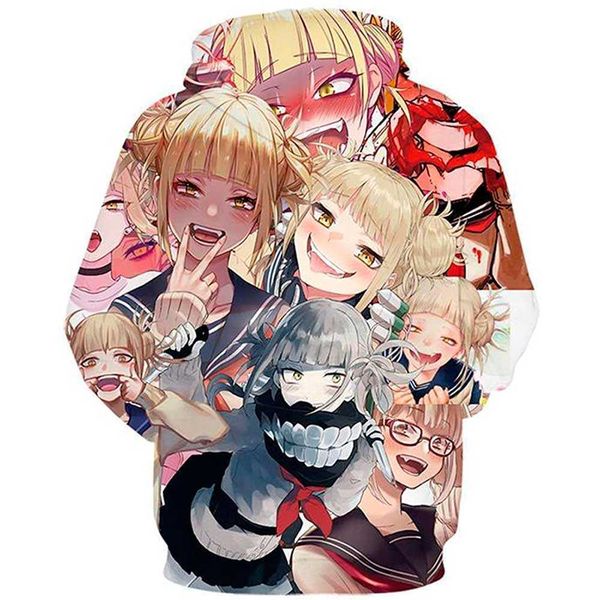 My Hero Academia Hoodie Niedliche Anime Cosplay Kostüm Sweatshirts Himiko Toga JK Mode Hip Hop Jacken Männer Frauen College Kleidung Y0816