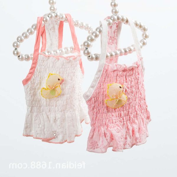 

the dog clothes boiling point pet spring summer cat dog clothes cool breathable embroidered duck stickers and fresh wind suspender vest