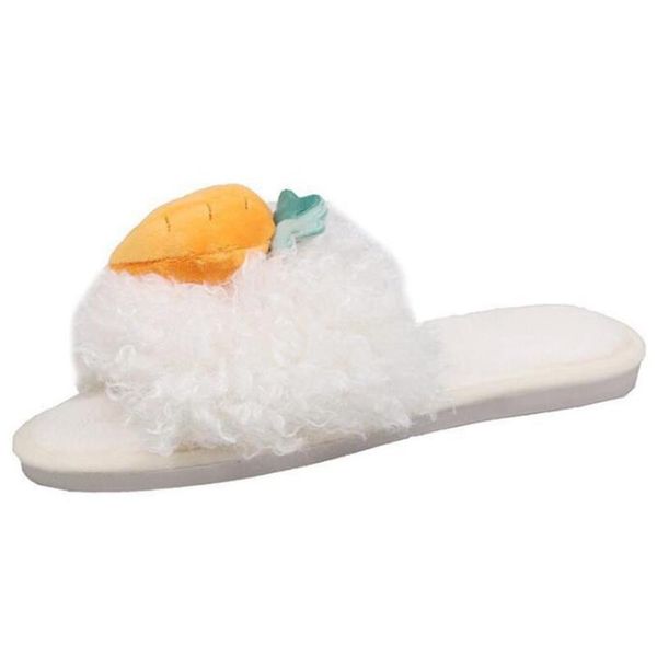 

autumn house cotton slippers plush winter home fluzzy women's fruit decoration slides for women sh585, Black