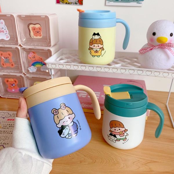 

mugs 350ml cute kawaii girl thermal cup coffee milk mixing mug stainless steel electric lazy double smart girls