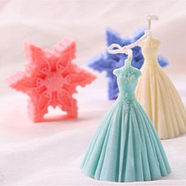 

craft tools romantic wedding dress silicone candle mold diy snowflake making soap resin christmas gift supplies home decor