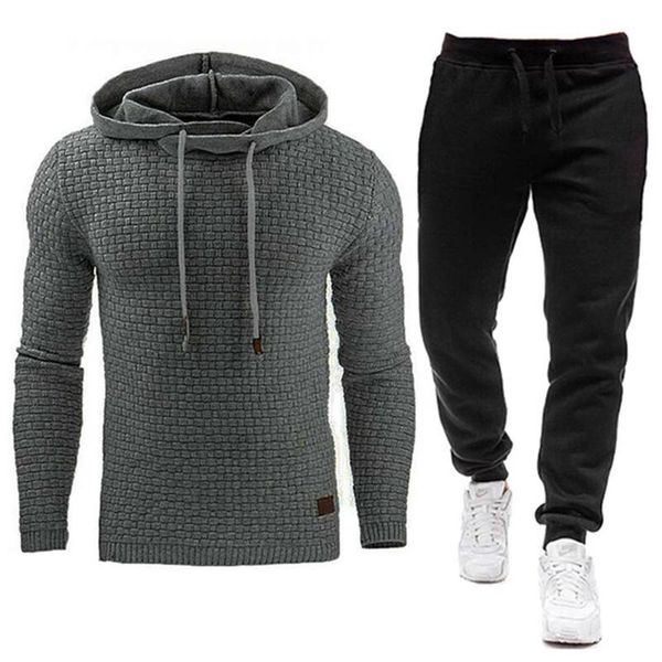 

men's tracksuits hoodie brand fleece suit sportswear fashion pants jogger spring and women's sweatshirt men pullover black 3xl, Gray