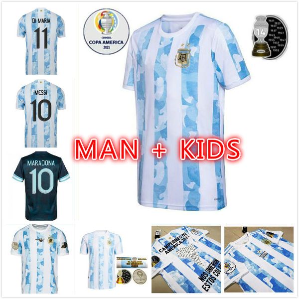 

copa america 2021 2022 argentina soccer jerseys 21 22 fans player version home away dybala icardi kun aguero men kids kit football shirts, Black;yellow