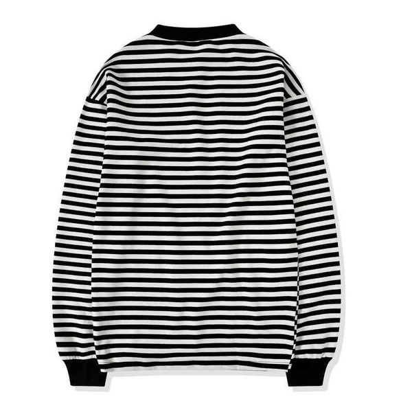 

style oversize street mens sweatshirt crewneck black and white striped tee ribbed long sleeve pullover