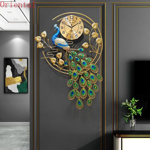 

love makeup peacock clock hanging table living room creative fashion mute modern decorative personality phoenix wall clocks