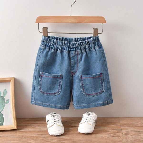 

jeans summer kids clothes boys denim shorts korean style fashion thin cotton casual pocket children's clothing for 2-6y, Blue