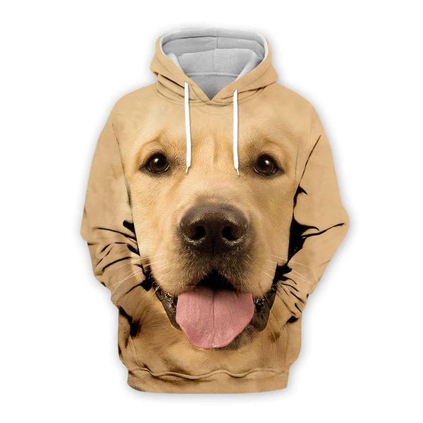 

2021animal expression hoodie 3d digital dog cute print loose fitting sportswear for men and women, Black