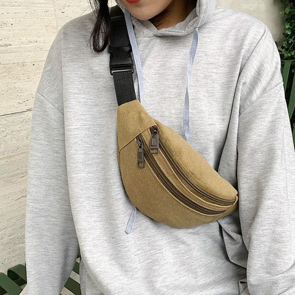 

casual canvas waist bag functional mobile phone men and women convenient belt banana fanny pack