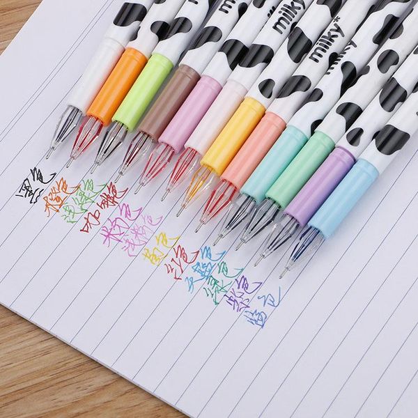 

12pcs creative cow color gel pen cute cartoon learning kawaii stationery office accessories funny pens