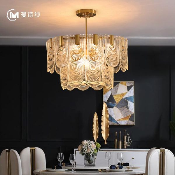 

pendant lamps french handmade glass luxury chandelier adjustable living room lamp bedroom hall dining golden indoor led