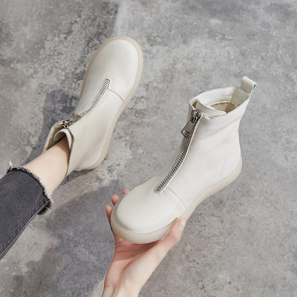 

boots cinessd genuine leather ankle women shoes trend 2021 casual cowhide high r booties, Black