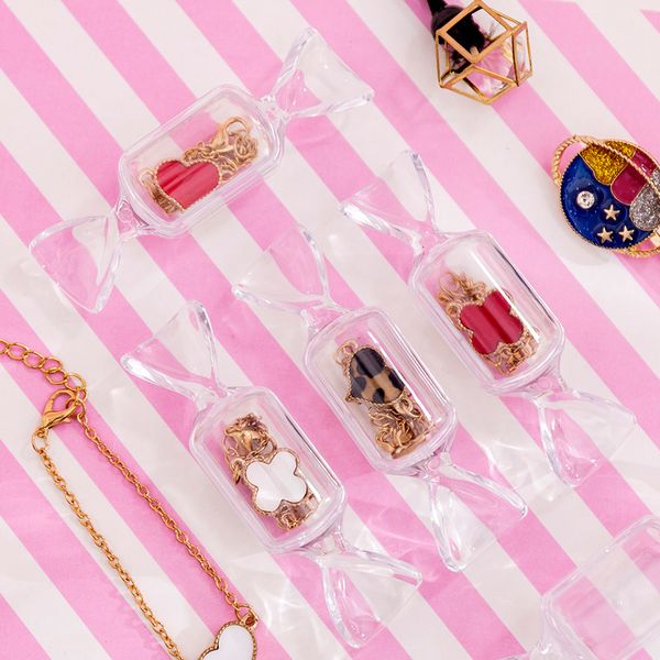 

5 Pcs Candy Shape Transparent MakeUp Storage Box Mini Portable Earrings Ring Jewelry Bag Travel Cosmetic Case Organizer Box