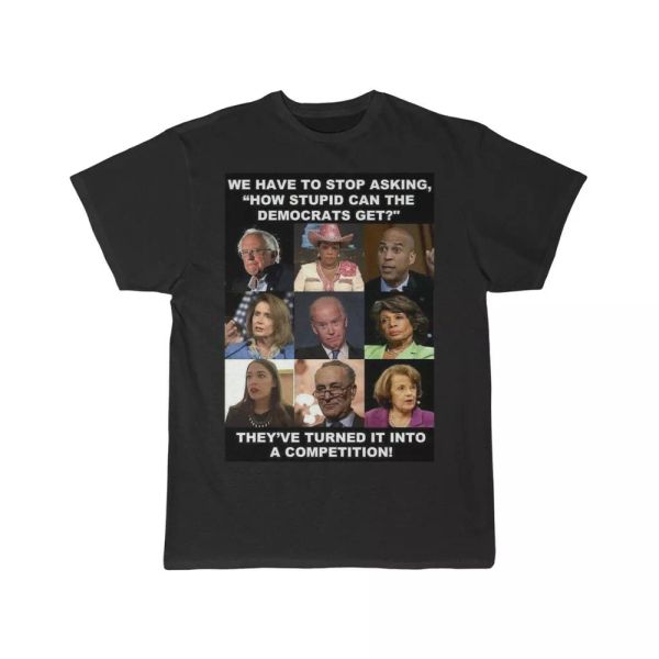 

how stupid can democrats get trump 2020 short sleeve tee, White;black