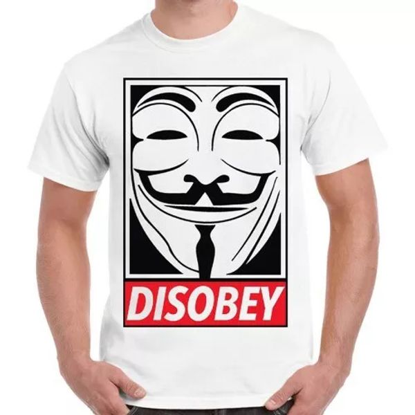 

disobey vendetta anonymous mask retro cool vintage retro t shirt 2281, White;black