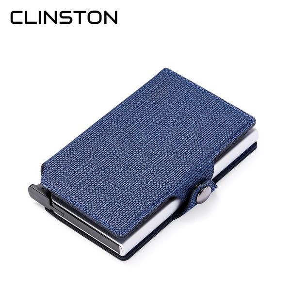

card holders rfid 2021 classic pu leather men's holder aluminum metal business slim id mini wallet, Brown;gray