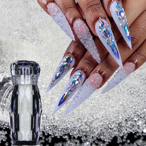 

nail art decorations mini micro diamond rhinestone12 color crystal glass sand diamonds for sparkling glitter gems, Silver;gold