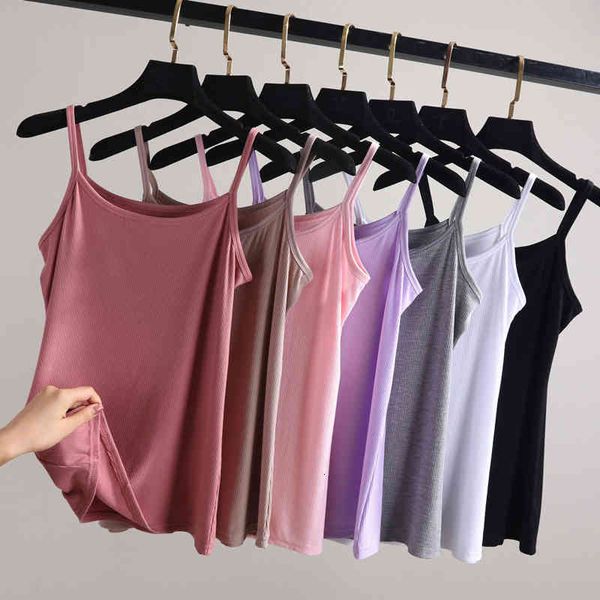 

women's tanks & camis female summer modal sling vest slim sleeveless bottom pgsy, White
